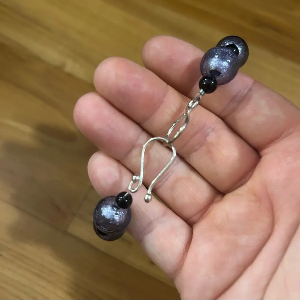 Purple and Black Beaded Bracelet